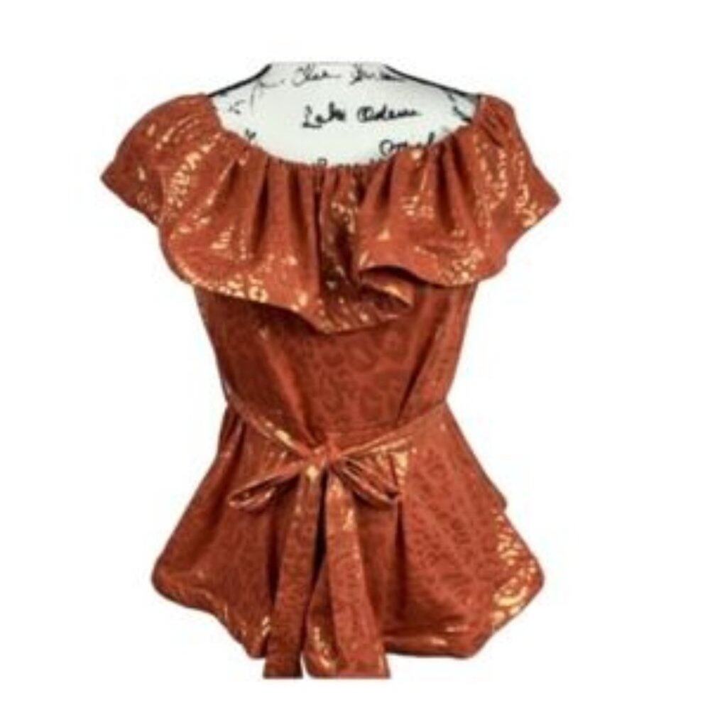 Day G Snake Foil Metallic Off Shoulder Top Small